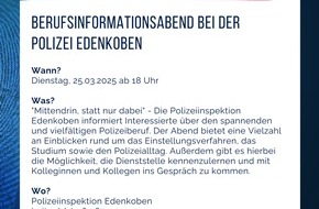 Polizeidirektion Landau: POL-PDLD: Infoabend bei der Polizei Edenkoben