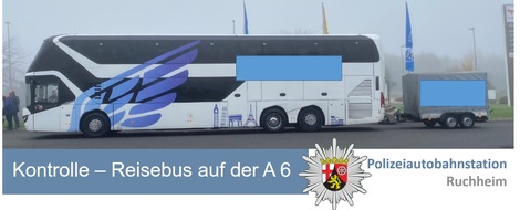 Polizeidirektion Neustadt/Weinstraße: POL-PDNW: Polizeiautobahnstation Ruchheim - Kontrolle im Reiseverkehr Weiterfahrt eines Busses nach Paris untersagt