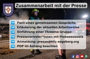 Kreisfeuerwehrverband Segeberg: FW-SE: Zusammenarbeit zwischen den Pressevertreter*innen und dem Kreisfeuerwehrverband Segeberg