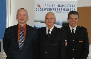 Polizeiinspektion Cuxhaven: POL-CUX: Objektives Risiko, Opfer einer Straftat zu werden, ist in den Landkreisen Cuxhaven und Wesermarsch gesunken
Höchste Aufklärungsquote seit über 20 Jahren erzielt (56,64 %)
(mit Anlagen)