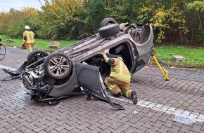 Feuerwehr Greven: FW-Greven: Verkehrsunfall auf BAB 1 mit zwei schwer verletzten Personen.