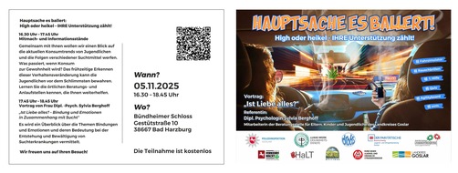 Polizeiinspektion Goslar: POL-GS: Veranstaltung zur Suchtprävention und Verkehrssicherheitsarbeit im Bündheimer Schloss am 05. November 2025