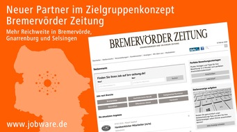 Jobware GmbH: Stellenmarkt-Kooperation im Elbe-Weser-Dreieck / Jobware und Bremervörder Zeitung stärken Personalgewinnung