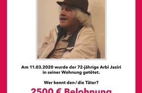 Polizeidirektion Lübeck: POL-HL: HL-St. Lorenz Nord / 72-jähriger tot in der Wohnung aufgefunden - Belohnung von 2.500,00 EUR ausgesetzt