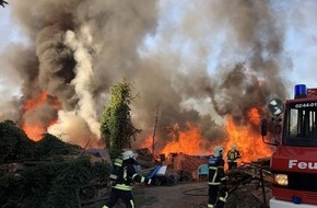 Polizeidirektion Pirmasens: POL-PDPS: Brand auf Wochenendgrundstück