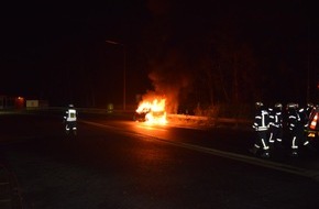 Polizeiinspektion Delmenhorst / Oldenburg - Land / Wesermarsch: POL-DEL: Autobahnpolizei Ahlhorn: Pkw-Brand auf der Rastanlage Hasbruch-Nord