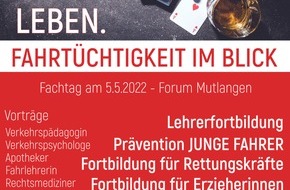 Polizeipräsidium Aalen: POL-AA: Einladung zu den Präventionsveranstaltungen für Lehrer, Erzieher, Senioren und Angehörige von Blaulichtorganisationen im Rahmen des Aktionstages sicher.mobil.leben am 05.05.2022 im Forum Mutlangen