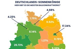 Kleines Kraftwerk DE GmbH: Solar-Deutschlandkarte: Kleines Kraftwerk DE GmbH meldet Berlin als zweitstärksten Markt für Balkonkraftwerke