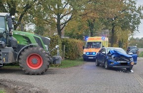 Polizeiinspektion Oldenburg-Stadt / Ammerland: POL-OL: +++Unfall zwischen PKW und Treckergespann in Eggeloge+++