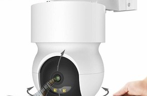 PEARL GmbH: 7links 2K-Pan-Tilt-Outdoorkamera IPC-392, Farb-Nachtsicht, 360°, Sirene, App, IP65: Scharfer Blick auf Haus und Hof und schreckt dank Sirene ab