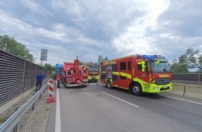 Freiwillige Feuerwehr Reichenau: FW Reichenau: Nach Unfall läuft aus LKW-Tank Diesel aus, B33, Tunneleinfahrt Reichenau-Waldsiedlung, 16.05.2024