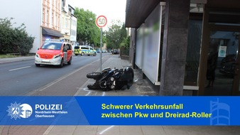 Polizeipräsidium Oberhausen: POL-OB: Dreirad-Rollerfahrer (44) wird bei Verkehrsunfall schwer verletzt