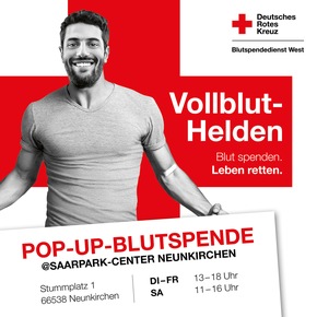 Erste Pop-Up Blutspende im Saarland: DRK bietet Blutspende im Saarpark-Center Neunkirchen an