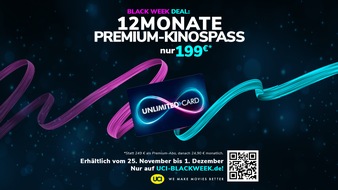 UCI Multiplex GmbH: UCI BLACK WEEK DEAL / Unlimited Kino-Flatrate Angebot ab 49 Euro