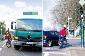Deutscher Verkehrssicherheitsrat e.V.: Toter Winkel: Radfahrer in Gefahr / DVR fordert fahrzeugtechnische Lösungen (FOTO)