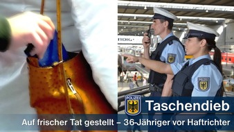 Bundespolizeidirektion München: Bundespolizeidirektion München: Ungeschickter Taschendieb: 36-Jähriger von Einsatzkräften bei versuchter Tatausführung beobachtet