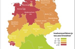 CRIF GmbH: 4 Prozent weniger Privatinsolvenzen / Steigende Fallzahlen in der jüngsten und ältesten Altersgruppe (BILD)