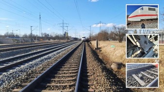 Bundespolizeidirektion München: Bundespolizeidirektion München: Gefährlicher Eingriff in den Bahnverkehr: ICE kollidiert mit auf Gleis gelegtem Granitblock