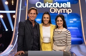 ARD Das Erste: "Der Alte" gegen den "Quizduell-Olymp": Thomas Heinze und Stephanie Stumph bei Esther Sedlaczek / "Quizduell-Olymp" am Freitag, 12. Januar, 18:50 Uhr im Ersten