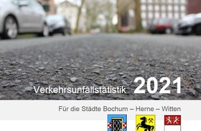 Polizei Bochum: POL-BO: Polizeiliche Verkehrsunfallstatistik für Bochum, Herne und Witten 2021: Weniger Menschen im Straßenverkehr verunglückt