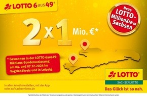 Sächsische Lotto-GmbH: Zwei Mal mit „3 Richtigen“ zum Millionengewinn: Sachsenlotto feiert zwölften Millionär in diesem Jahr