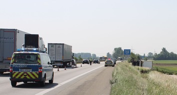 Polizeidirektion Neustadt/Weinstraße: POL-PDNW: Polizeiautobahnstation Ruchheim / Autobahn 61 / Sattelzug bei Dannstadt-Schaernheim umgestürzt