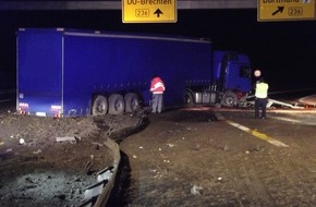 Feuerwehr Dortmund: FW-DO: LKW Unfall auf der BAB 2