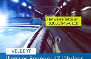 Polizei Mettmann: POL-ME: Verbotenes Kfz-Rennen: 17-jähiger unbeteiligter Fußgänger schwer verletzt - 2505002