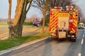 Feuerwehr Ratingen: FW Ratingen: Zwei Personen lebensbedrohlich und schwer verletzt bei Verkehrsunfall