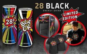 28 BLACK: 28 BLACK Fans aufgepasst: Jeden Tag Limited Edition T-Shirts zu gewinnen / Limitiert, peppig-bunt und erfrischend anders - Energy Drink 28 BLACK startet nationales Gewinnspiel (FOTO)