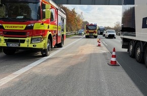 Feuerwehr Ratingen: FW Ratingen: Zwei Schwerverletzte nach Verkehrsunfall auf der A3 - weiterer Schwerverletzter bei Arbeitsunfall in Lintorf