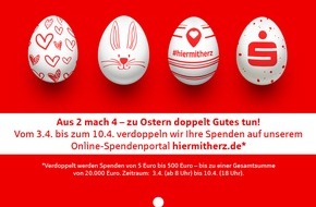 Sparkasse KölnBonn: Sparkasse KölnBonn verdoppelt Spenden auf hiermitherz.de in erster Aprilwoche