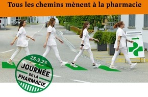 pharmaSuisse - Schweizerischer Apotheker Verband / Société suisse des Pharmaciens: Journée de la pharmacie le 25 septembre: tous les chemins mènent à la pharmacie.