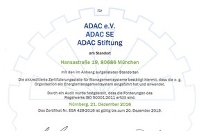 ADAC SE: Ausgezeichnetes Energiemanagement im ADAC