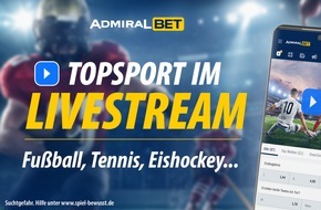 AdmiralBet: admiralbet.de / Neu: Sportevents im Livestream