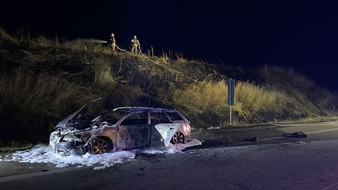 Autobahnpolizeiinspektion: API-TH: Pkw Audi brennt auf A 4 bei Schmölln komplett aus!