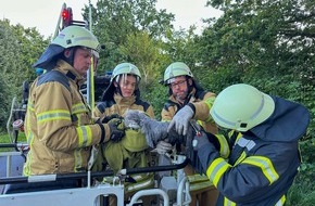 Freiwillige Feuerwehr Osterholz-Scharmbeck: FW Osterholz-Scharm.: Ungewöhnliche Tierrettung: Drachen vs. Reiher