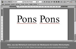 PONS GmbH: Zum fünften Mal: "PONS-PONS"-Medienpreis für kreative Journalisten