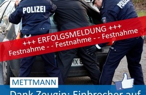 Polizei Mettmann: POL-ME: Polizei fasst Einbrecher auf frischer Tat - Mettmann - 2102063