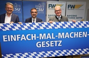 CSU-Fraktion im Bayerischen Landtag: Regierungsfraktionen CSU und FREIE W&Auml;HLER bringen "Einfach-mal-machen-Gesetz" f&uuml;r Modellregionen auf den Weg - B&uuml;rokratieabbau soll in Bayern konkret sp&uuml;rbar werden