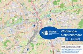 Polizeipräsidium Hamm: POL-HAM: Wohnungseinbruchsradar Hamm für die Woche 08.02.2021 bis 14.02.2021