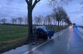 Polizei Paderborn: POL-PB: Nach Frontalaufprall gegen Straßenbaum schwer verletzt