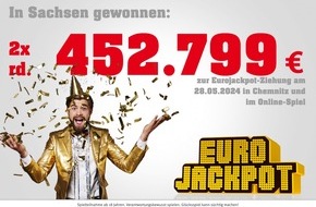 Sächsische Lotto-GmbH: Sachsen räumen bei Eurojackpot ab: Zweimal 452.799 Euro in Sachsen gewonnen I Traumhafte Aussicht: 112 Millionen warten am Freitag im Eurojackpot