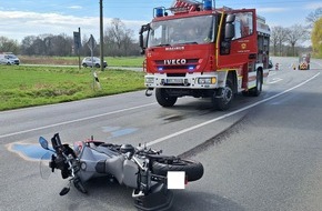 Freiwillige Feuerwehr der Gemeinde Sonsbeck: FW Sonsbeck: Auslaufende Betriebsmittel nach Verkehrsunfall mit Motorrad