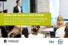 Company.info Deutschland: Company.info Deutschland erstmals beim DICO FORUM in Berlin / 2-Tages-Konferenz mit zahlreichen Vorträgen und Workshops zum Thema Compliance
