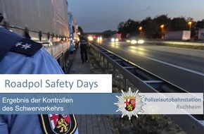 Polizeidirektion Neustadt/Weinstraße: POL-PDNW: Polizeiautobahnstation Ruchheim - Zentrale Verkehrsdienste Roadpol Safety Days - Überwachung Schwerverkehr