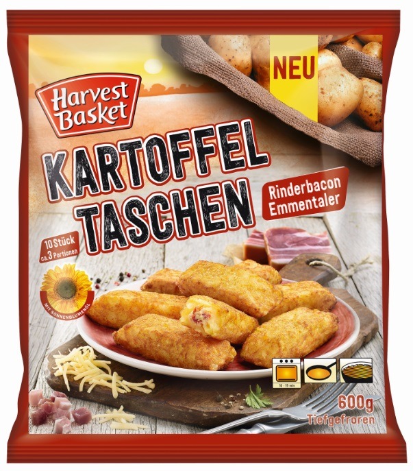 Die Wernsing Feinkost GmbH informiert über einen Warenrückruf des Lebensmittels &quot;Harvest Basket Kartoffeltaschen Rinderbacon Emmentaler, 600g&quot;.