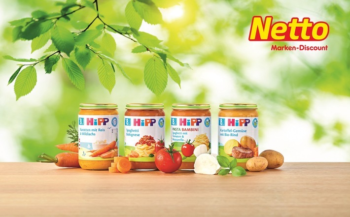 Netto Marken-Discount erweitert sein umfangreiches Babysortiment. Ab Anfang Juli finden Eltern bei Netto unter anderem über 40 neue Bio-Produkte von Hipp sowie Flaschen und Schnuller von NUK. Weiterer Text über ots und www.presseportal.de/nr/72216 / Die Verwendung dieses Bildes ist für redaktionelle Zwecke honorarfrei. Veröffentlichung bitte unter Quellenangabe: "obs/Netto Marken-Discount AG & Co. KG"