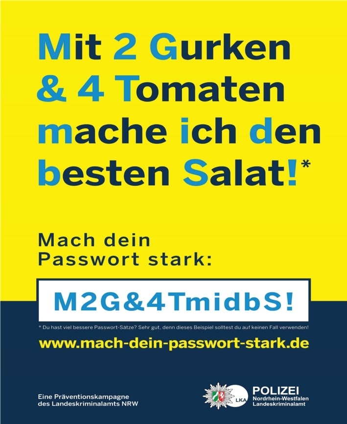 POL-AC: Die Aachener Polizei informiert und berät: Neue landesweite Präventionskampagne zur Verwendung sicherer Pass-wörter - &quot;Mach dein Passwort stark!&quot;