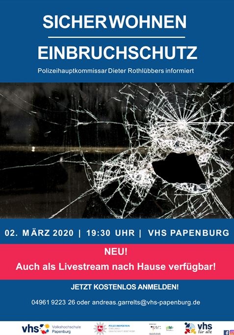 POL-EL: Papenburg - Sicherheitsexperte der Polizei hält VHS-Vortrag zum Thema Einbruchschutz